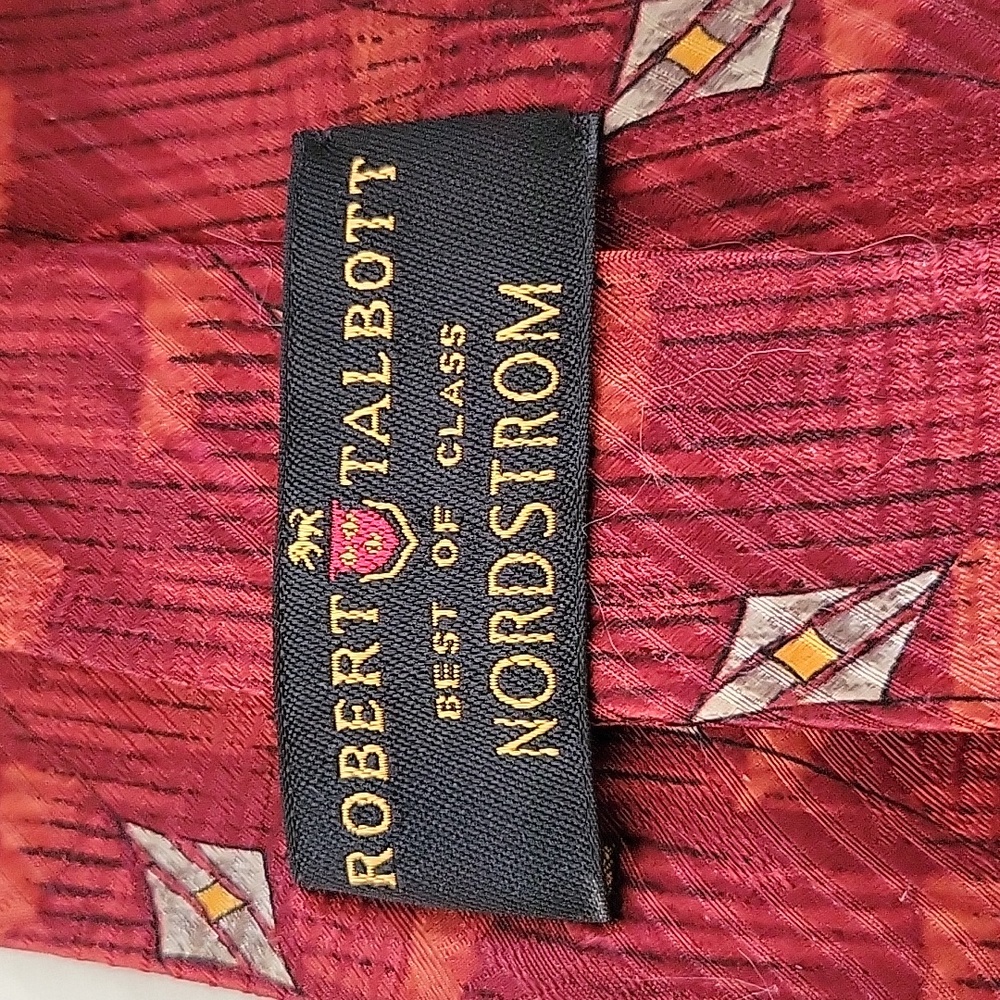 NEW Robert Talbott Best of Class Nordstrom Red Gray Print Silk Necktie Tie - Picture 7 of 9